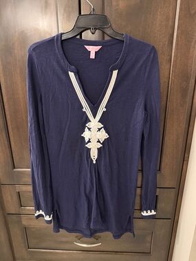 Lilly Pulitzer Navy Long-Sleeve V-Neck Tunic